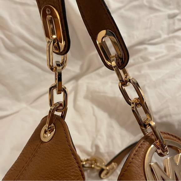 MICHAEL KORS Fulton Brown Leather Chain Large Three Compartments Shoulder Bag - Picture 7 of 15